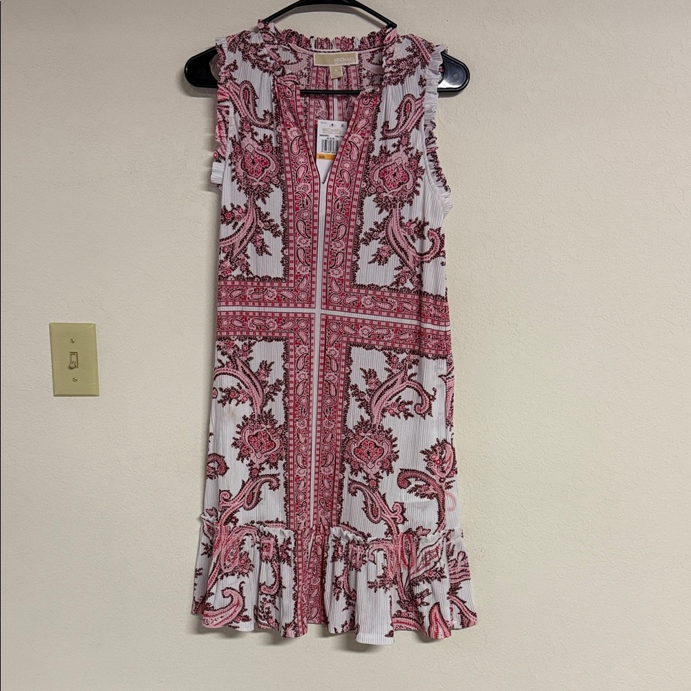 Floral Sleeveless Dress - Pink and White